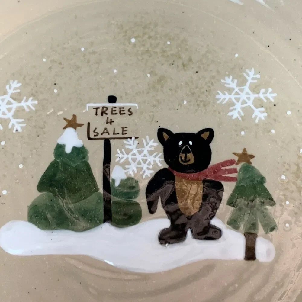 Make the Season Bright Salad Plates Christmas Holiday‎ Bear Moose Lot of 2